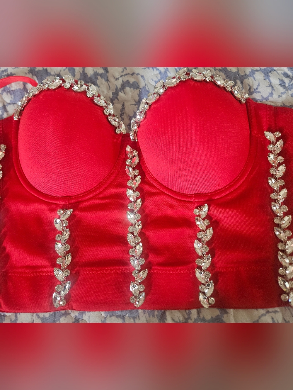 Red Sequin Longline Bustier Tops- Women Intimates NWOT - Picture 4 of 4